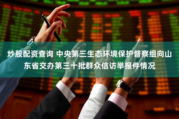 炒股配资查询 中央第三生态环境保护督察组向山东省交办第三十批群众信访举报件情况
